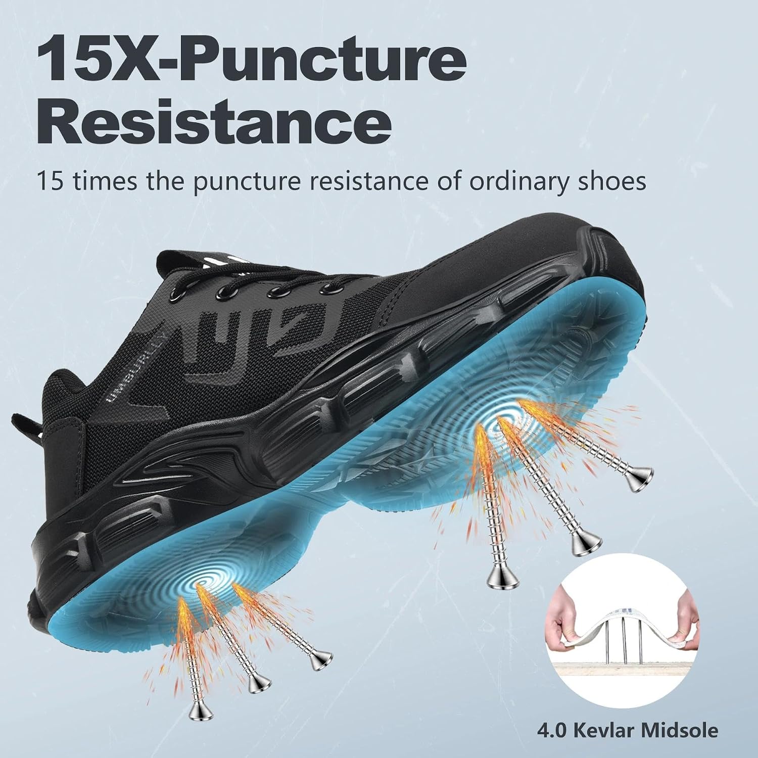 Steel Toe Shoes for Men Women, Comfortable Wide Non Slip Work Shoes