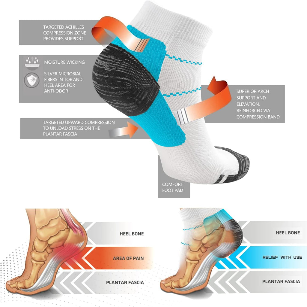 Ankle Compression Socks for Women Men - 5/7 Pairs Plantar Fasciitis Socks