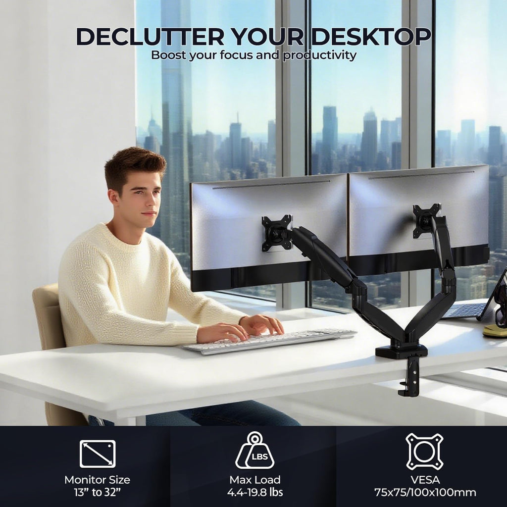 Ergonomic Dual Monitor Arm Stand
