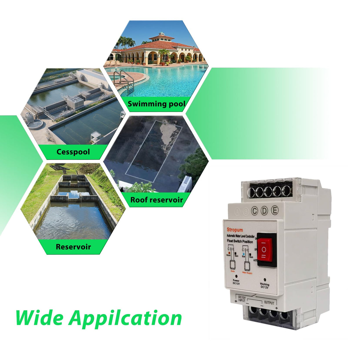 DC12V Sump Pump Float Switch Controller,Auto Water Level Control, Liquid Level Sensor Detector Relay With 9.8Ft Float Switch For Sewage Pump, Water Tank, Septic Tank,FL-2