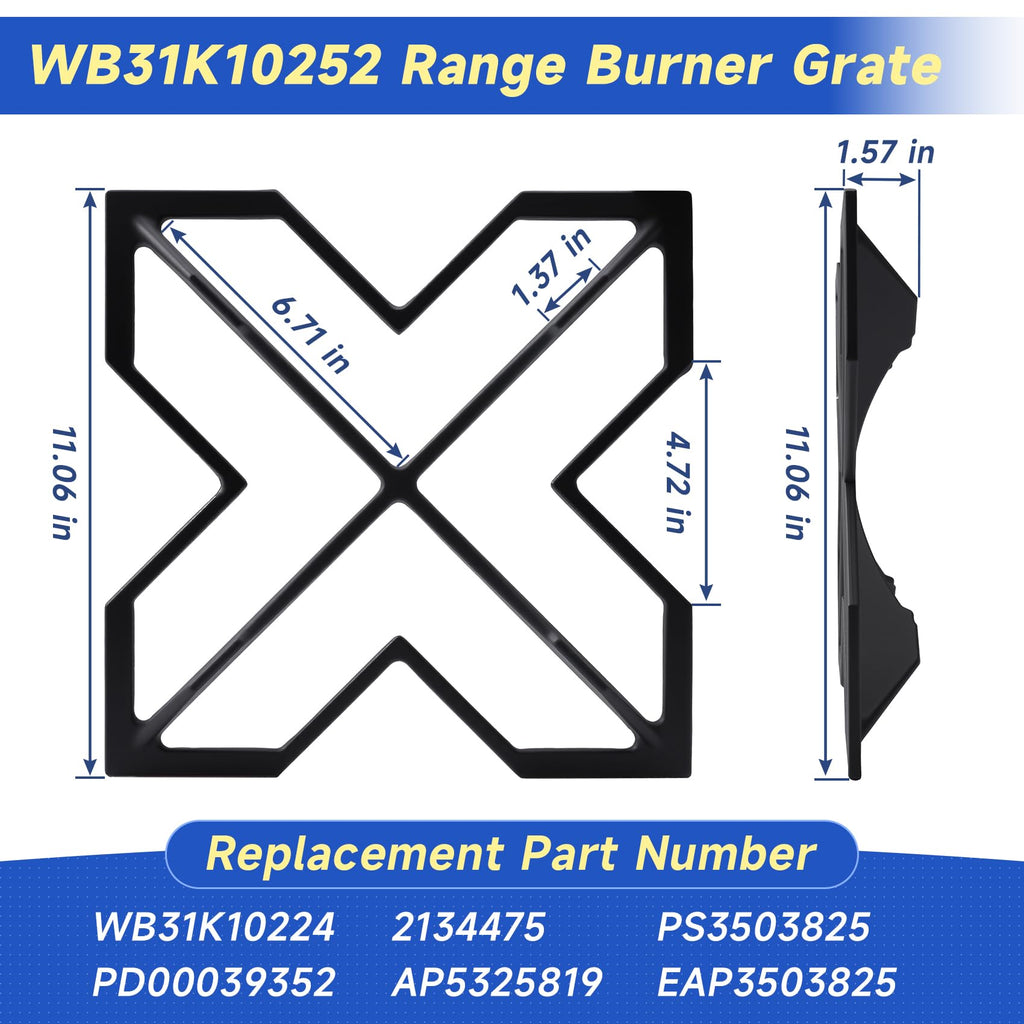 WB31K10252 Range Burner Grate Compatible with GE Range Grate Replacement