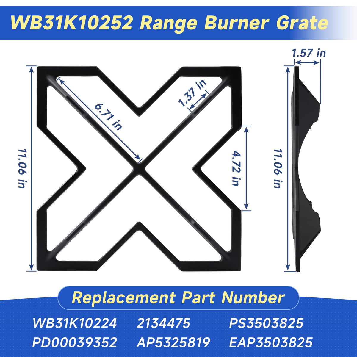 WB31K10252 Range Burner Grate Compatible with GE Range Grate Replacement