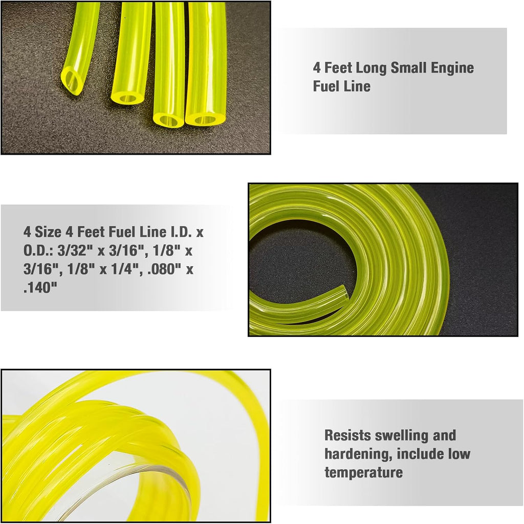 4 Size 4 Feet Long Small Engine Fuel Line Kit, 188-12 530058709 Primer Bulb, ZF-1 Fuel Filter, Adjustment Tool