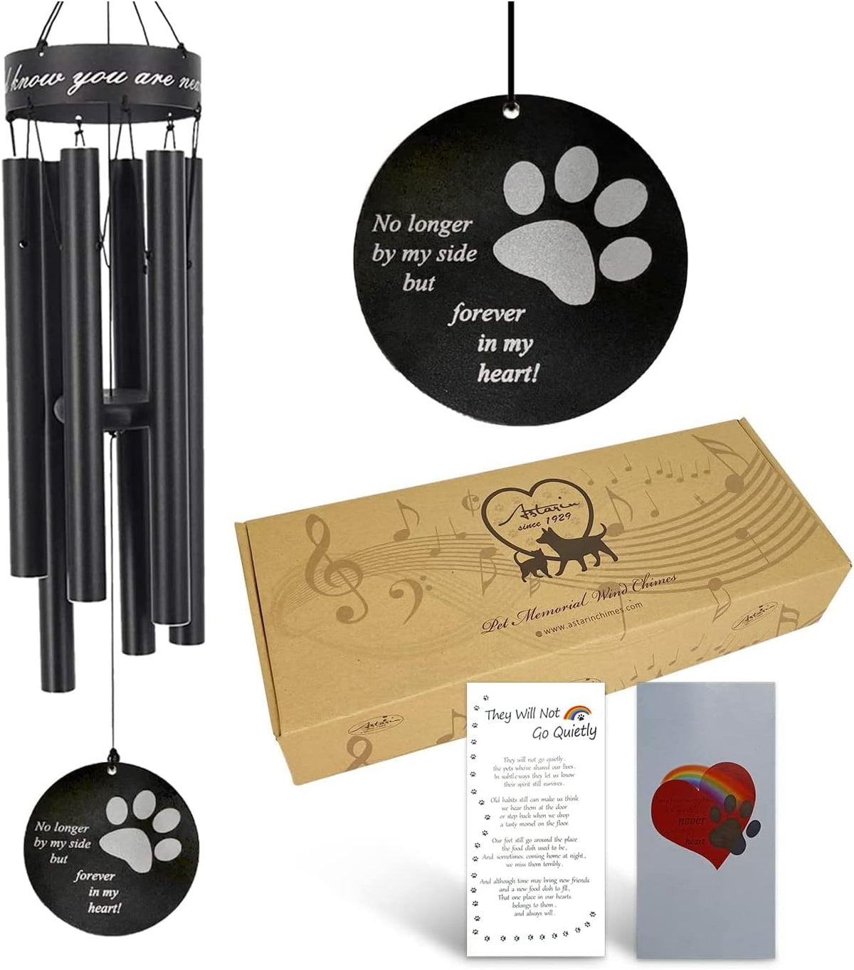 Pet Memorial Wind Chime, 30 Inches Paw Print Pet Remembrance Gift to Honor and Remember a Dog, Cat, or Other Pet