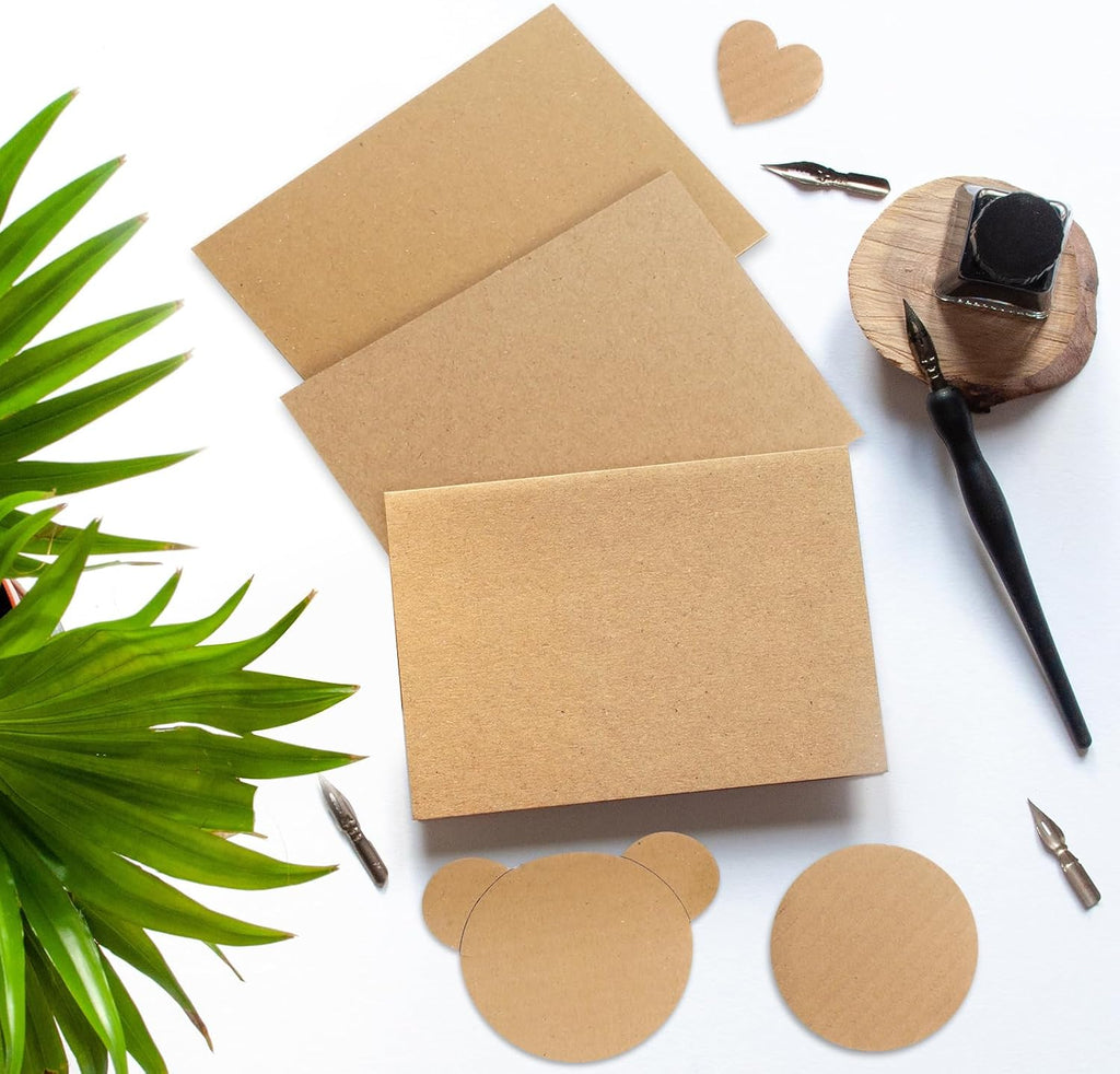50 Pack Corrugated Cardboard Sheets, 3 mm Flat, 3.5 x 4.5 Inch, Brown