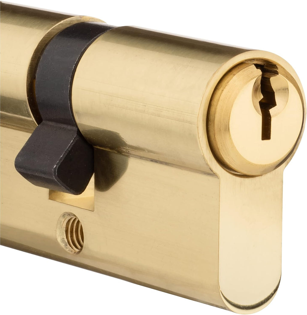 Rockwell Security 90 Degree Solid Brass Euro Profile Cylinder Lock in Polished Brass Finish Fits 1-3/4 Inch Thick Doors