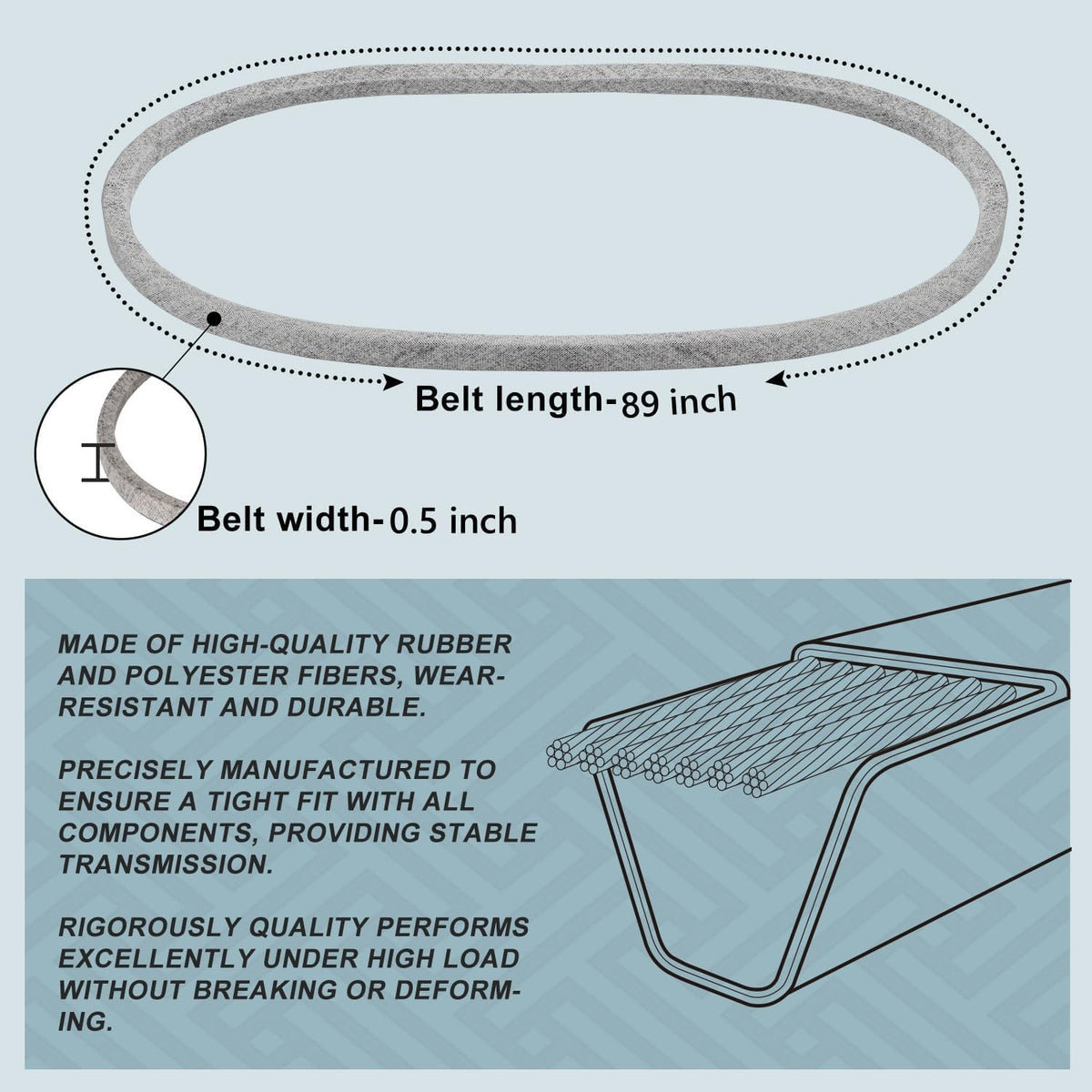 Holdly GX20006 UC30568 Drive Belt 1/2 x 89'', for John Deere