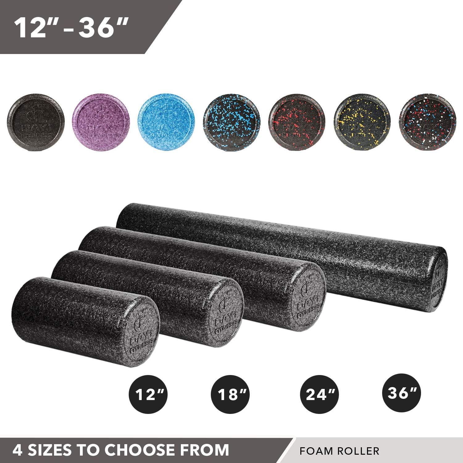 High Density Muscle Foam Rollers - Sports Massage Rollers for Stretching, Physical Therapy, Deep Tissue, Myofascial