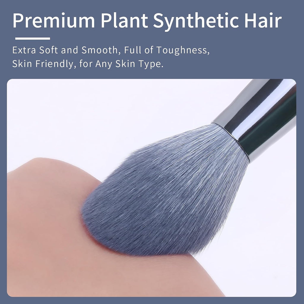 Sapphire Blue Makeup Brush Set Professional, Vegan Makeup Brushes Set, Makeup Brush Set with Case, Glitter Cosmetic