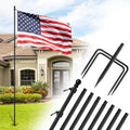 10 FT Flag Pole in Ground, Heavy Duty Flag Pole Holder for Outside House with 5 Pronges Base, Extra Thick Flag Pole