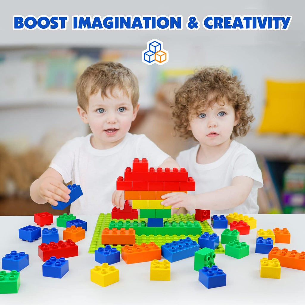 Building Blocks for Kids Toddlers Including a Baseplate, 101-piece Large Classic Building Bricks Set for Kids of All