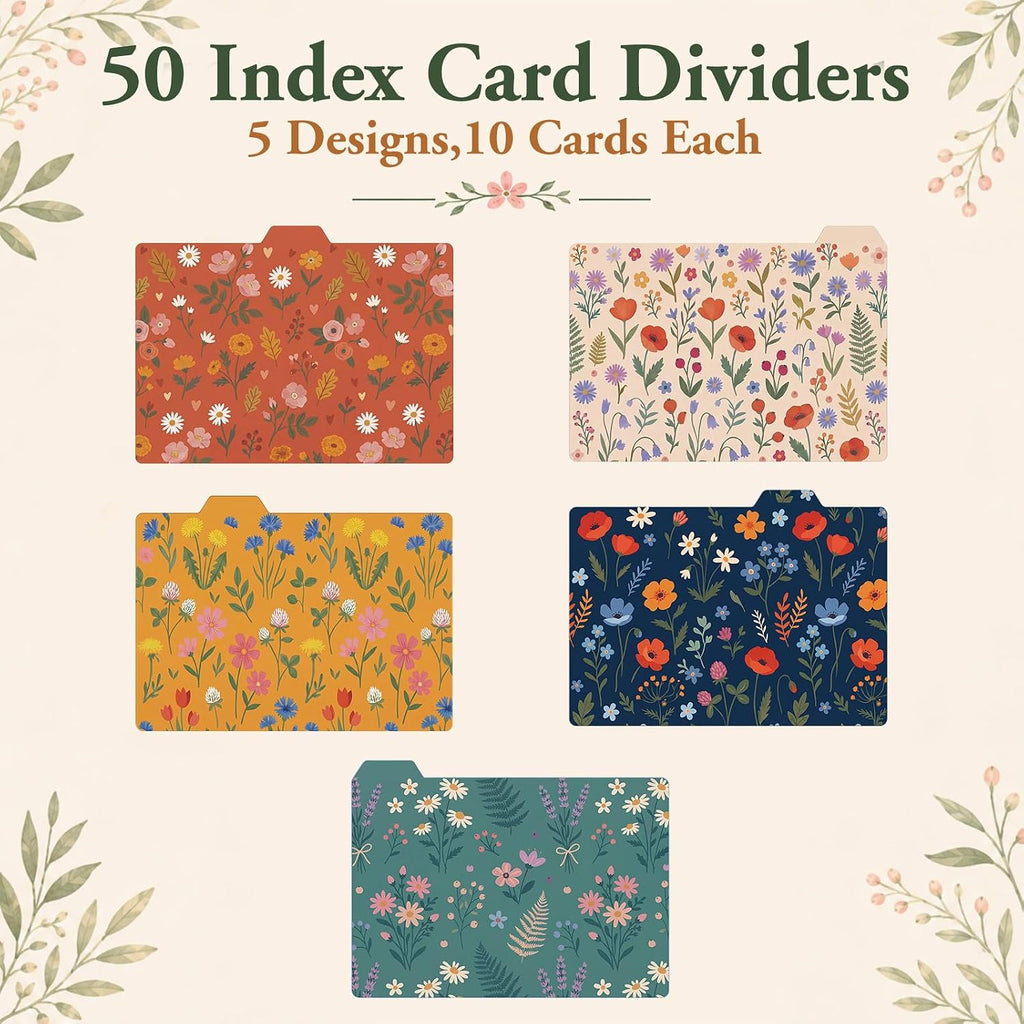 50 Pack 4 x 6 Inch Index Card Dividers with 2 Number Alphabet Sticker with Tab, Dry Erase Index Card Guide Set, Photo