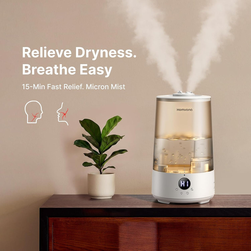 3.6L Top-Fill Cool Mist Humidifiers for Bedroom, Large Room(Black) | 23dB Quiet, Easy-to-Clean 2-in-1 Baby Humidifier