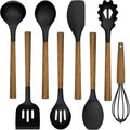 Silicone Cooking Utensil Set, Umite Chef 8-Piece Kitchen Utensils Set with Natural Acacia Wooden