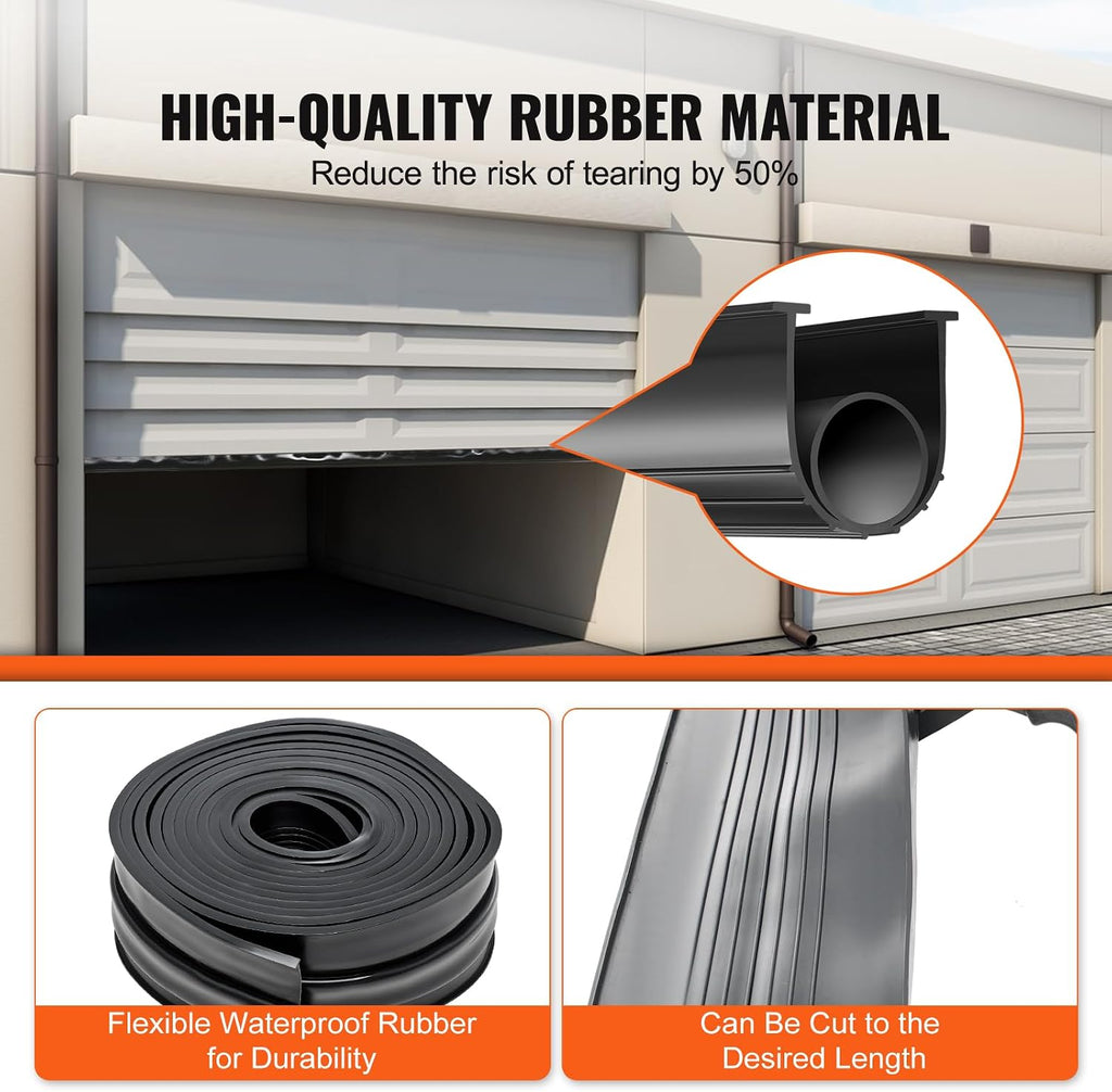 Garage Door Seals Bottom Rubber, U Shape +O Ring Garage Door Weather Stripping, Universal Weatherproof Threshold