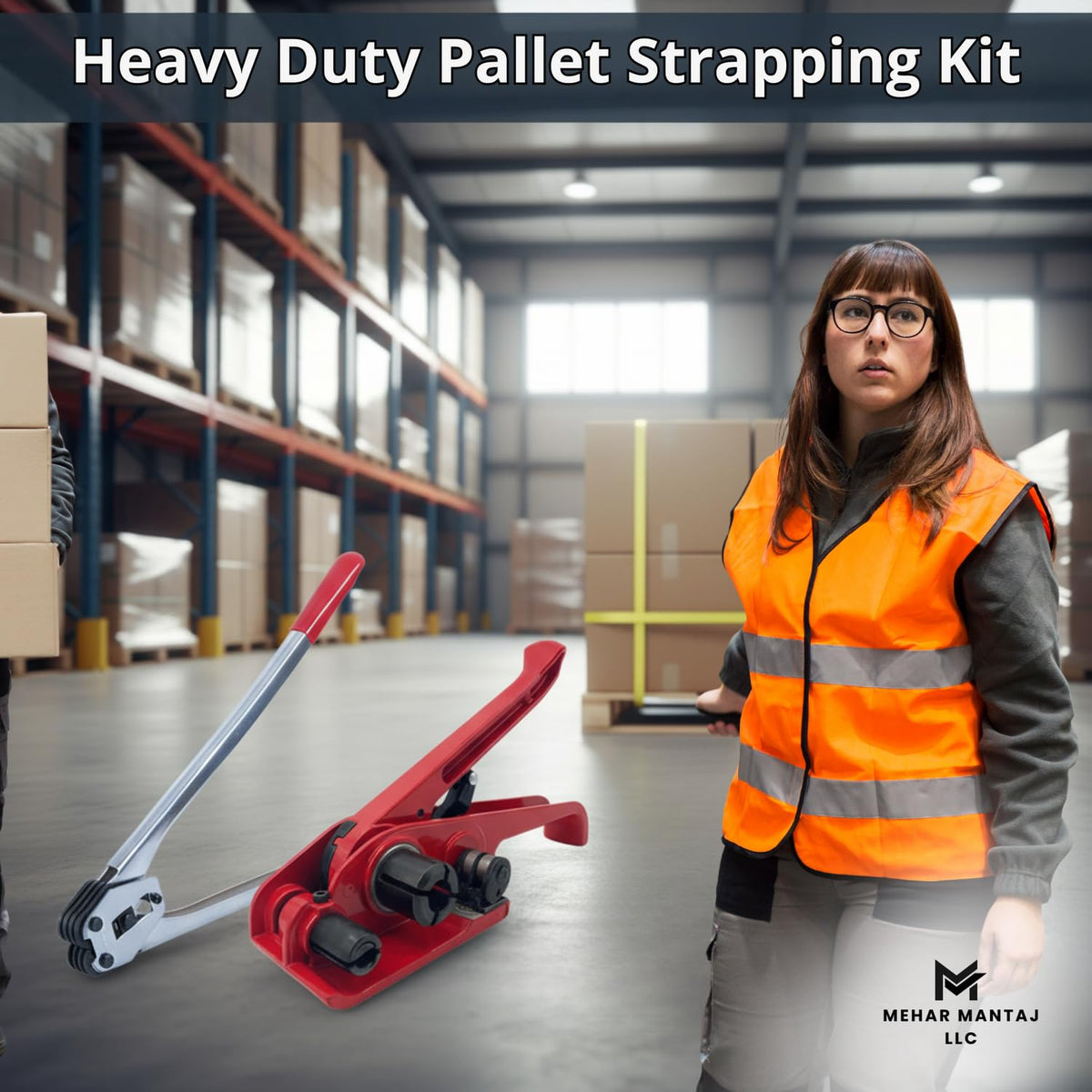 Strapping Kit for Heavy Duty Pallet Packaging – Manual Steel Banding Tool Set | Tough Portable Strap Kit for Freight