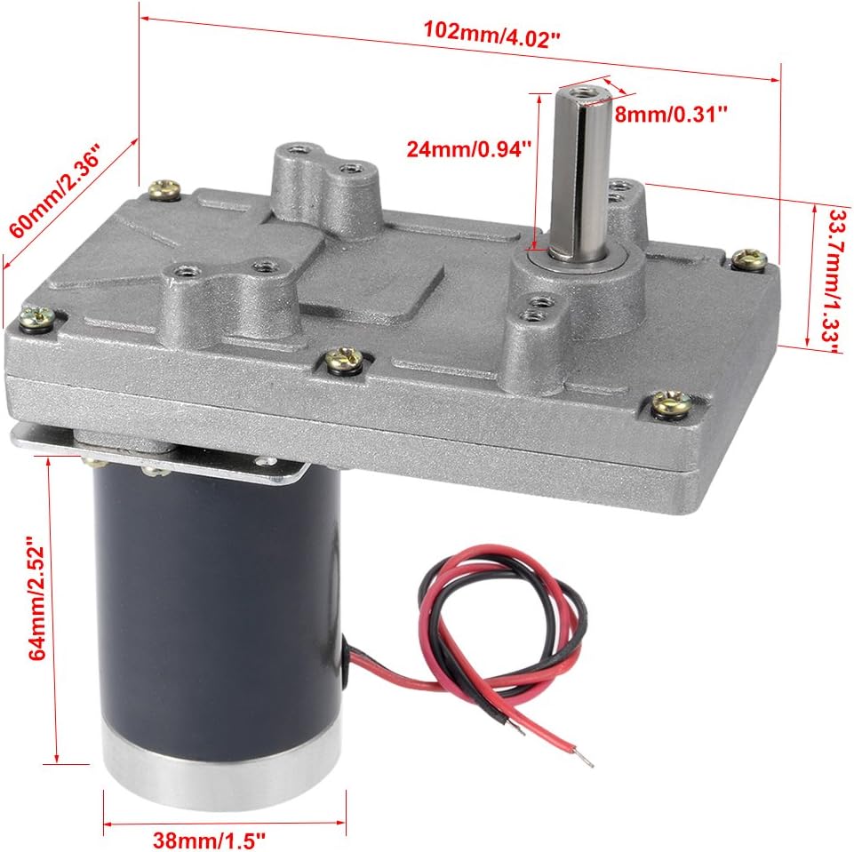 uxcell 24V DC 70 RPM Gear Motor High Torque Electric Reduction Gearbox Eccentric Output Shaft
