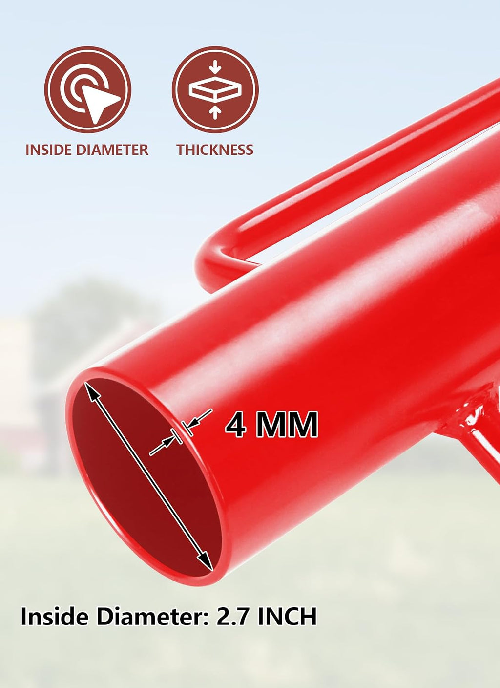 Fence Post Driver, Heavy Duty T Post Driver with Handles, Time Saving and Heavy Duty Black Pole Driver, Red, 12lb