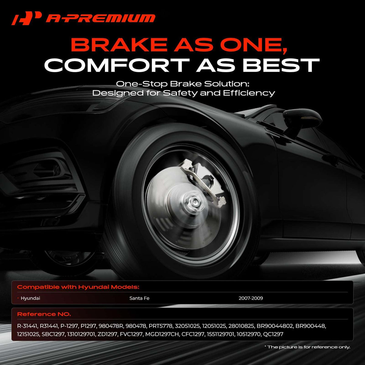 A-Premium 11.89 inch (302mm) Rear Solid Brake Rotors and Ceramic Pads Kit