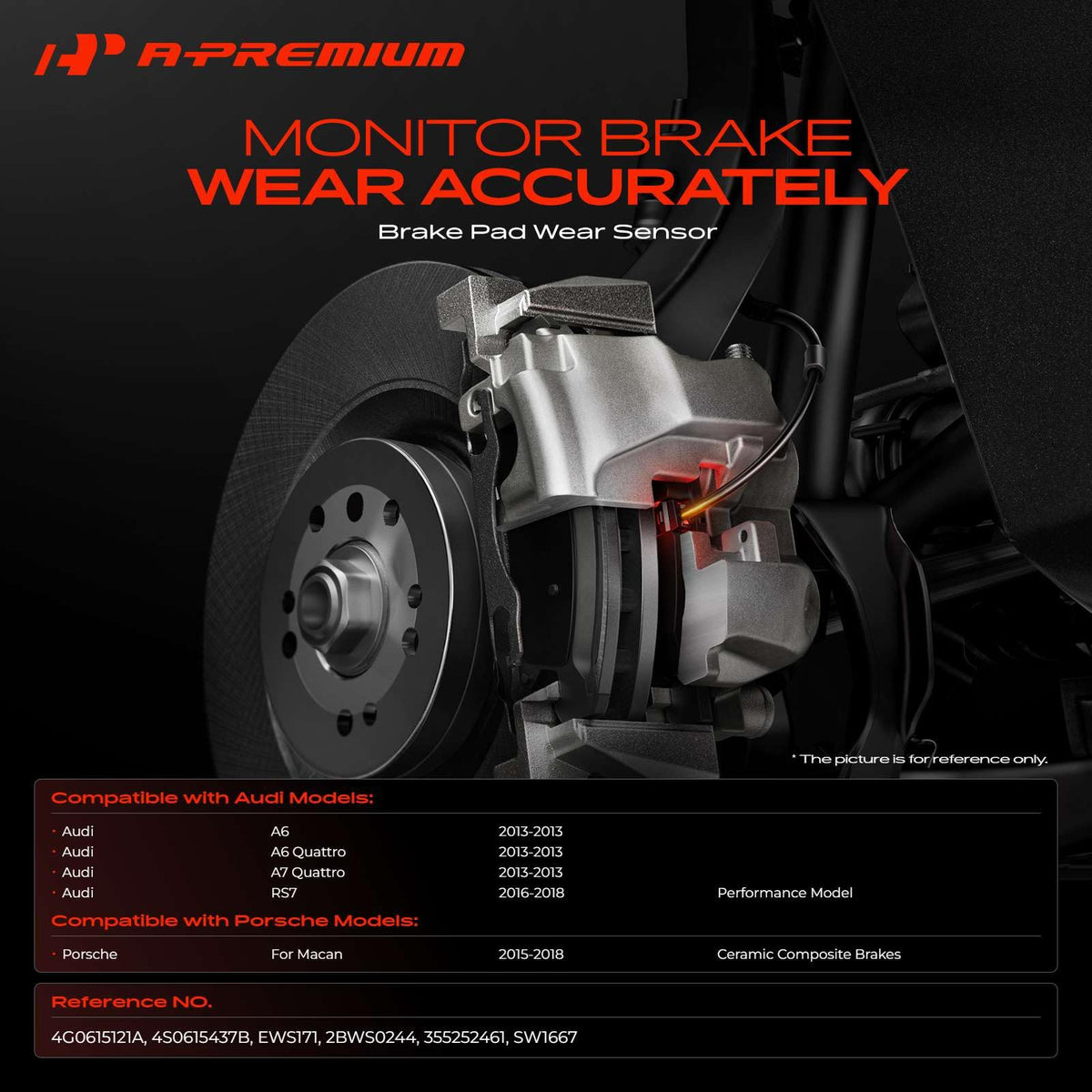 A-Premium Rear Brake Pad Wear Sensor Compatible with Audi & Porsche Models