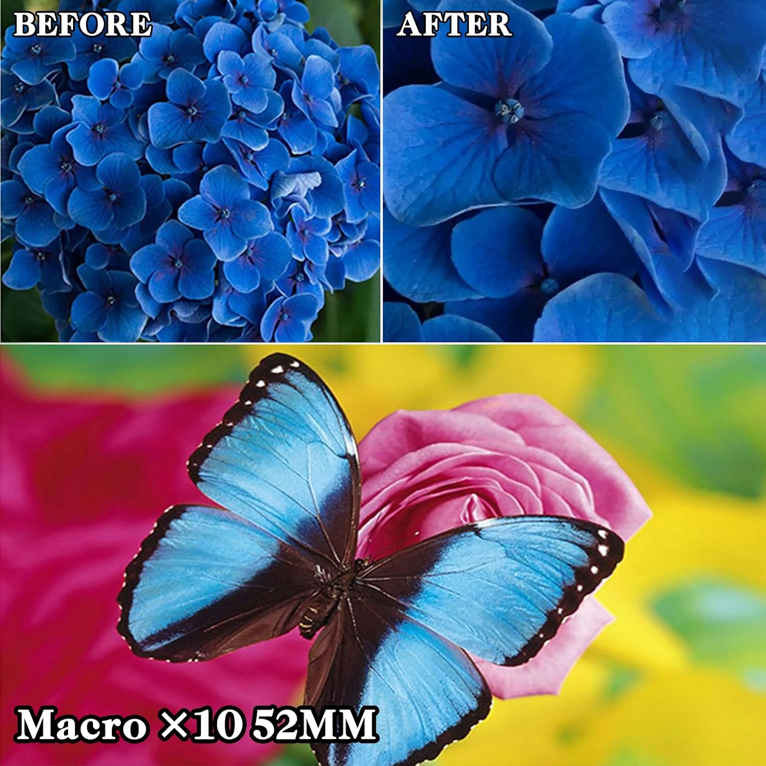 10 in 1 Phone Camera Lens Kit, 52mm Clip-on Glass CPL Polarizing Lens for iPhone with 10 x Macro Lens, 7 Color Lens