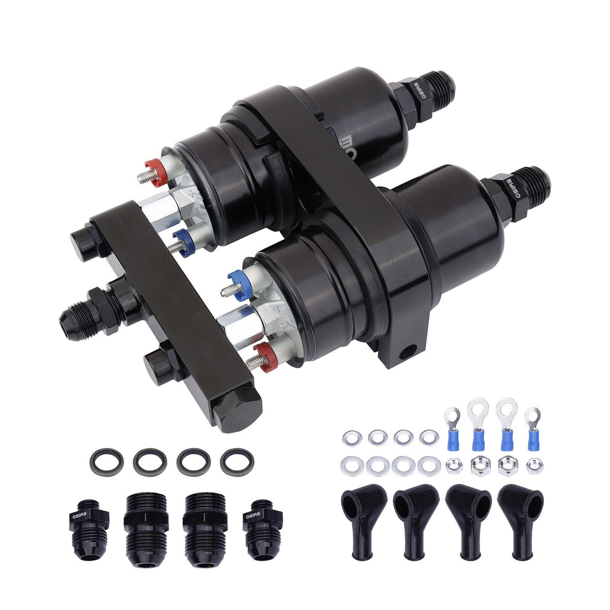 380LPH High Flow Dual Universal External Fuel Pump Kit E85 75PSI 650-750HP