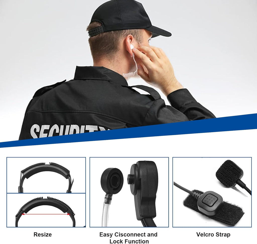 Tactical Throat Mic Headset Earpiece for Baofeng UV5R UV5R+ BF-888S | 1-Pack Walkie Talkie Acoutic Tube Earpiece PTT
