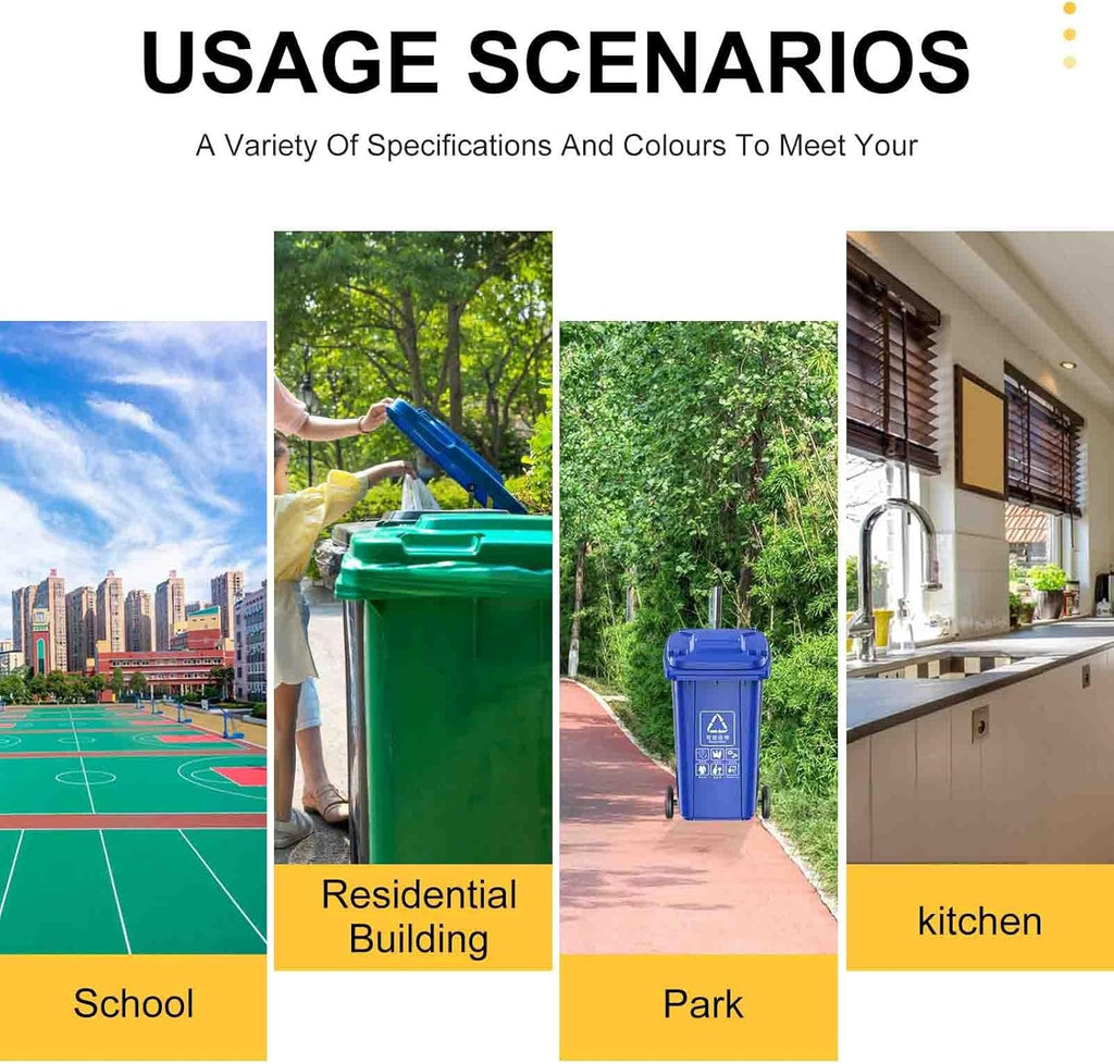 30L 50L 100L 120L 240L Outdoor Trash Can Wheeled Garbage Can with Lid, Residential Commercial Trash Can for Backyard