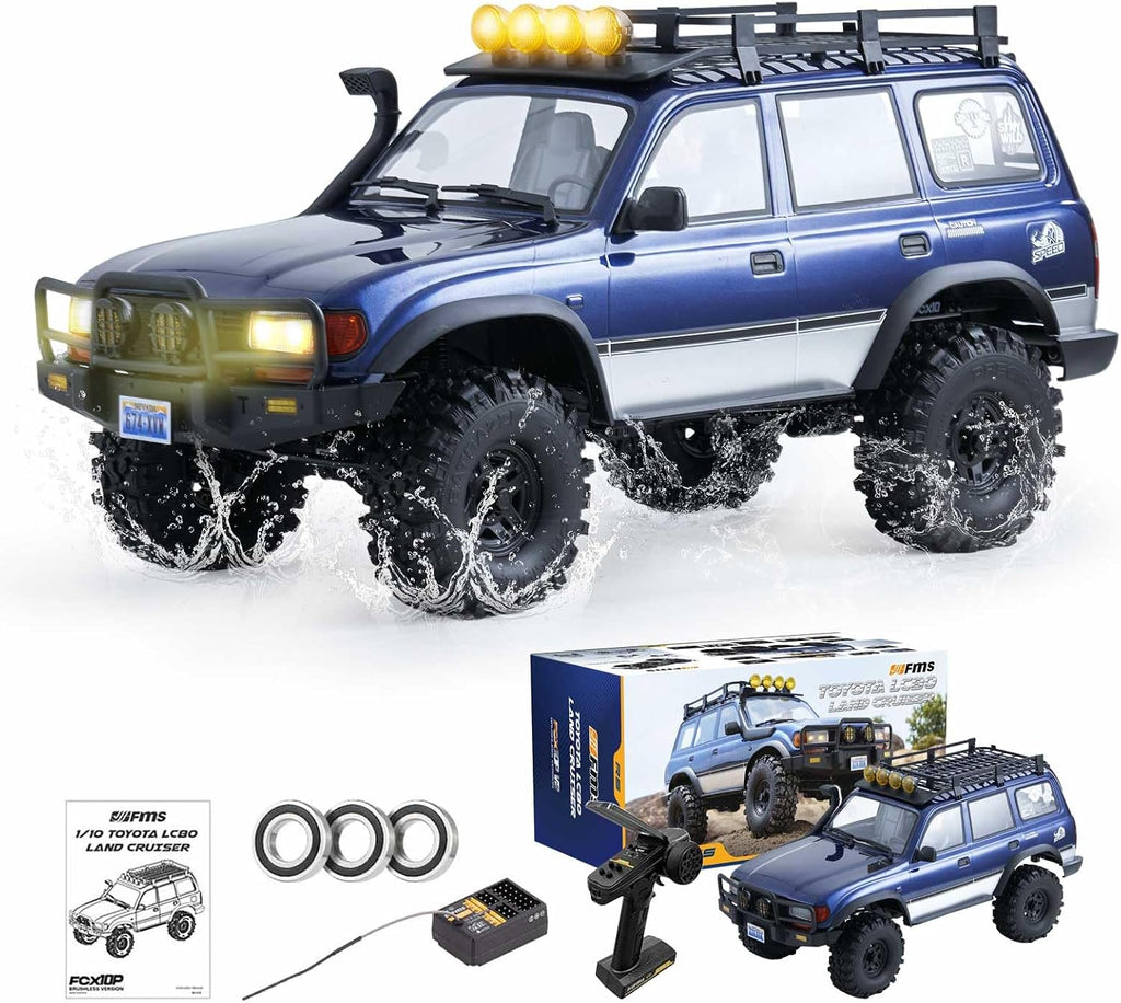 FMS 1/10 FCX10 PRO RC Crawler Land Cruiser LC80 RS Toyota Licensed,Upgraded Brushless Motor 3541-KV2100, 4WD Off-Road