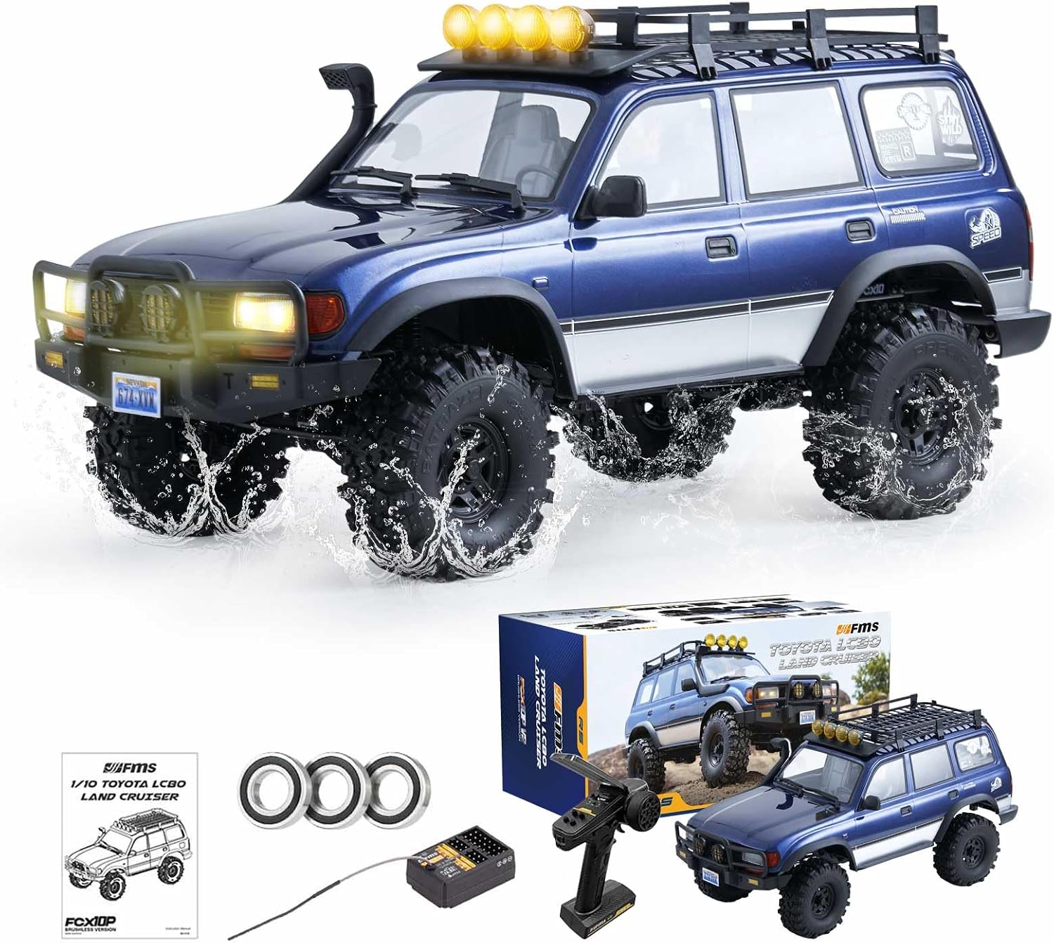 FMS 1/10 FCX10 PRO RC Crawler Land Cruiser LC80 RS Toyota Licensed,Upgraded Brushless Motor 3541-KV2100, 4WD Off-Road