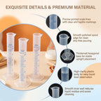 3 Pcs Plastic Graduated Cylinders, 2-Sided Measuring Lines，25ml