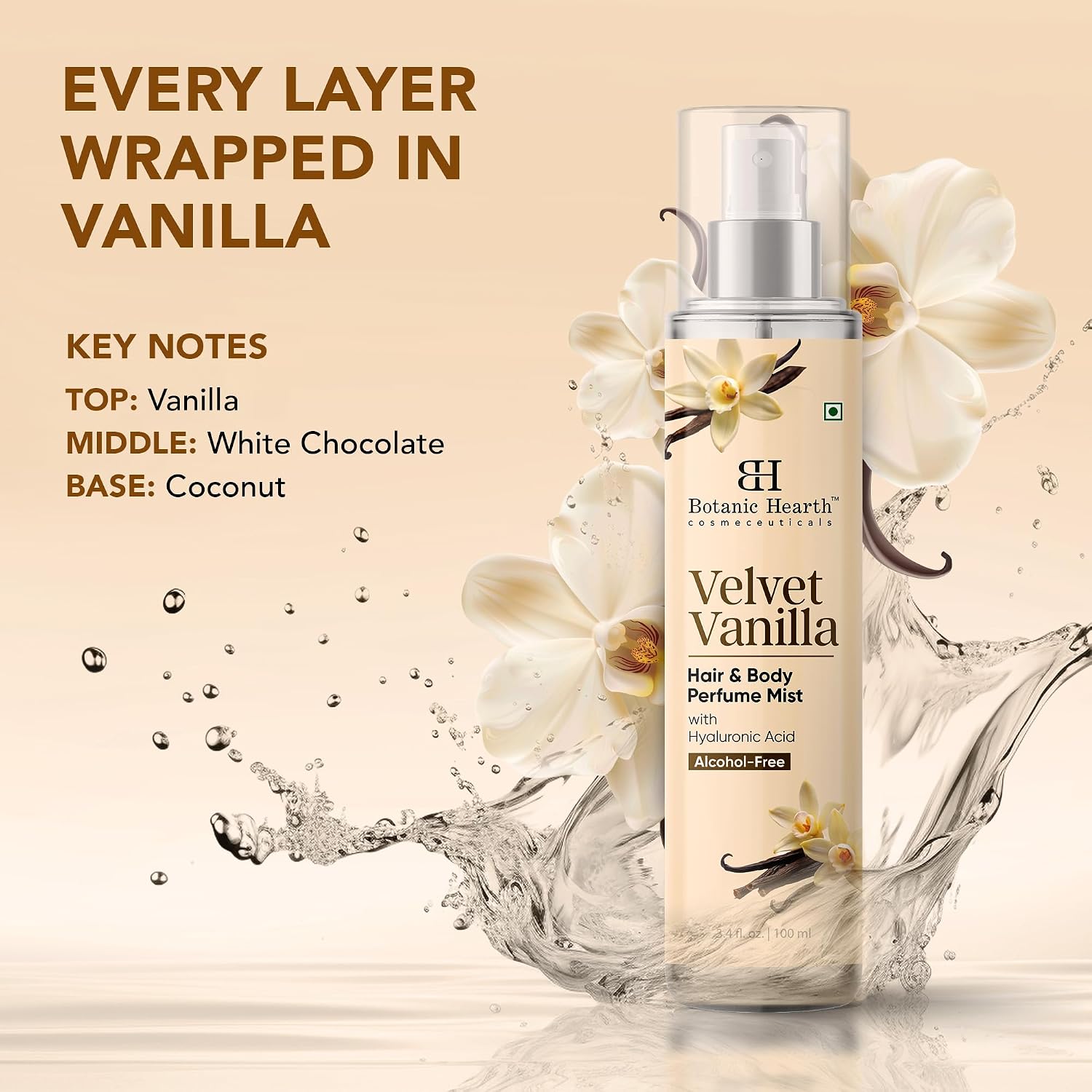 Vanilla Hair Perfume & Body Mist- 3.4 Fl oz | Long-Lasting Hair Deodorizer & Body Scent, Alcohol-Free Fragrance Hair