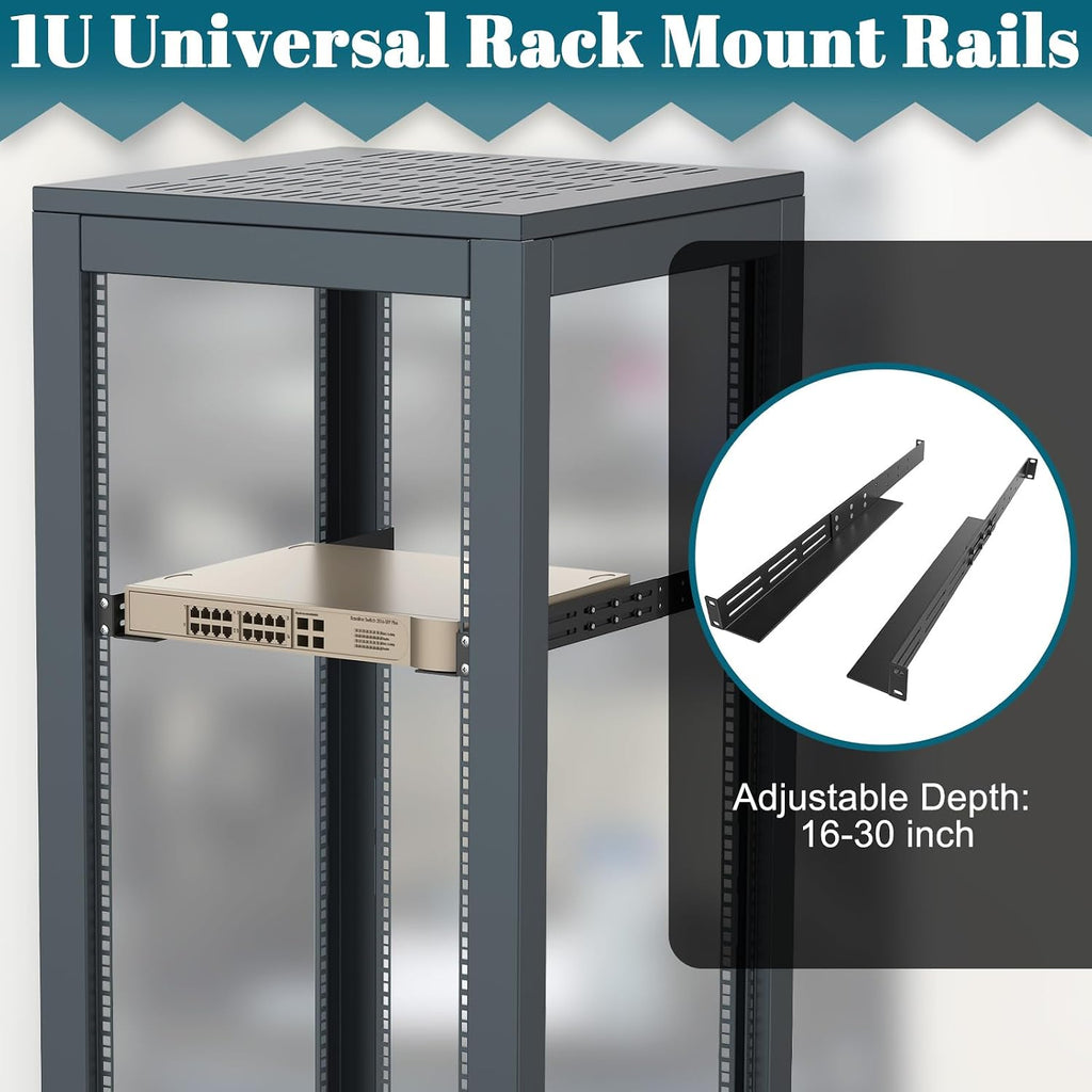 ForoGore 1U Universal Rack Mount Rails 4-Post Server Rack Shelf Rail