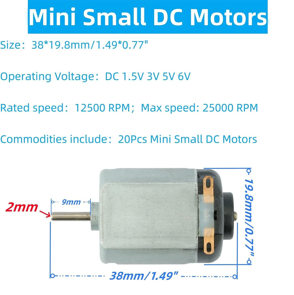20Pcs Mini Small DC Motors 1.5V 3V 5V 6V 130 Micro Electric Motors