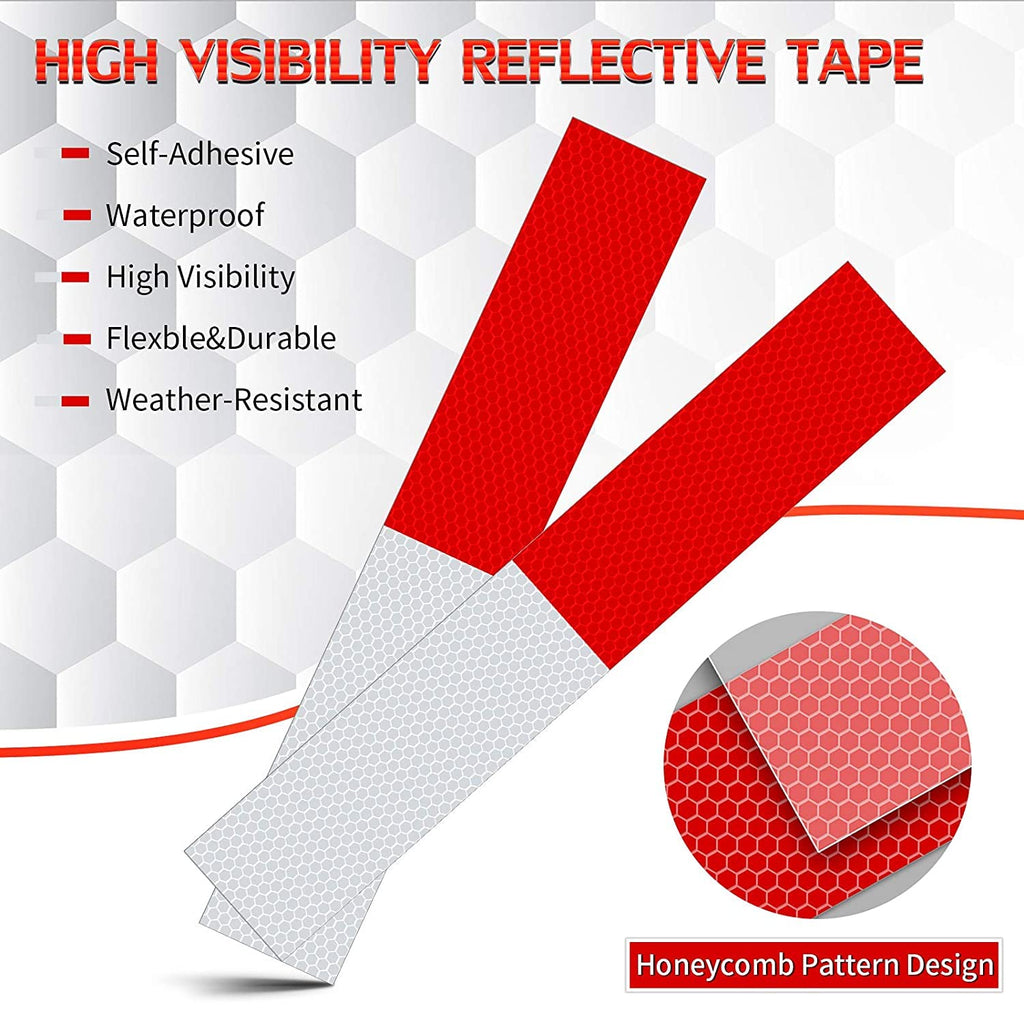 Reflective Tape 2" × 12" 20 Pack Red/White Trailer Reflector