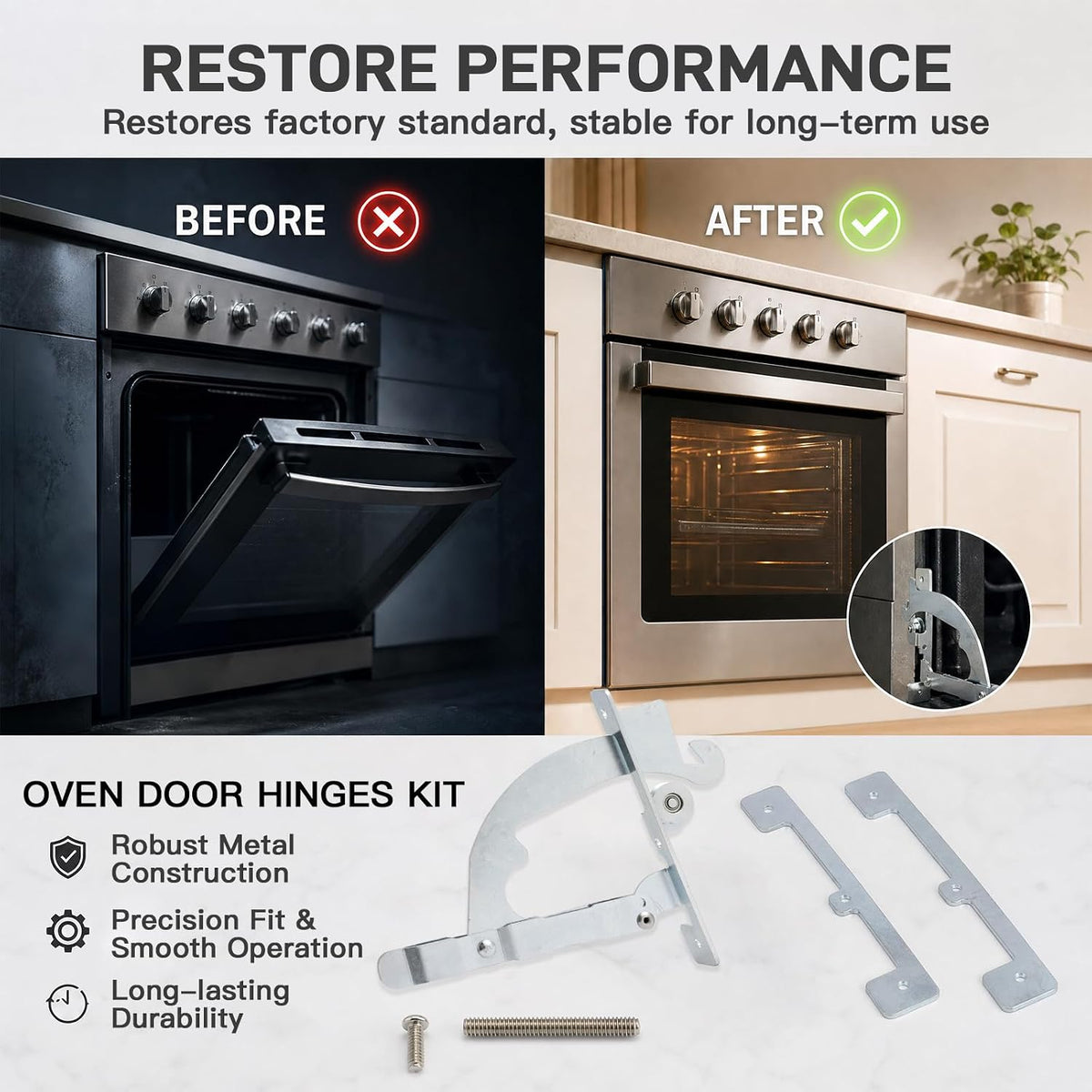 318348800 Oven Door Hinge (Right Side) – Compatible with Electrolux, Frigidaire, Kenmore, and RH Ranges/Ovens