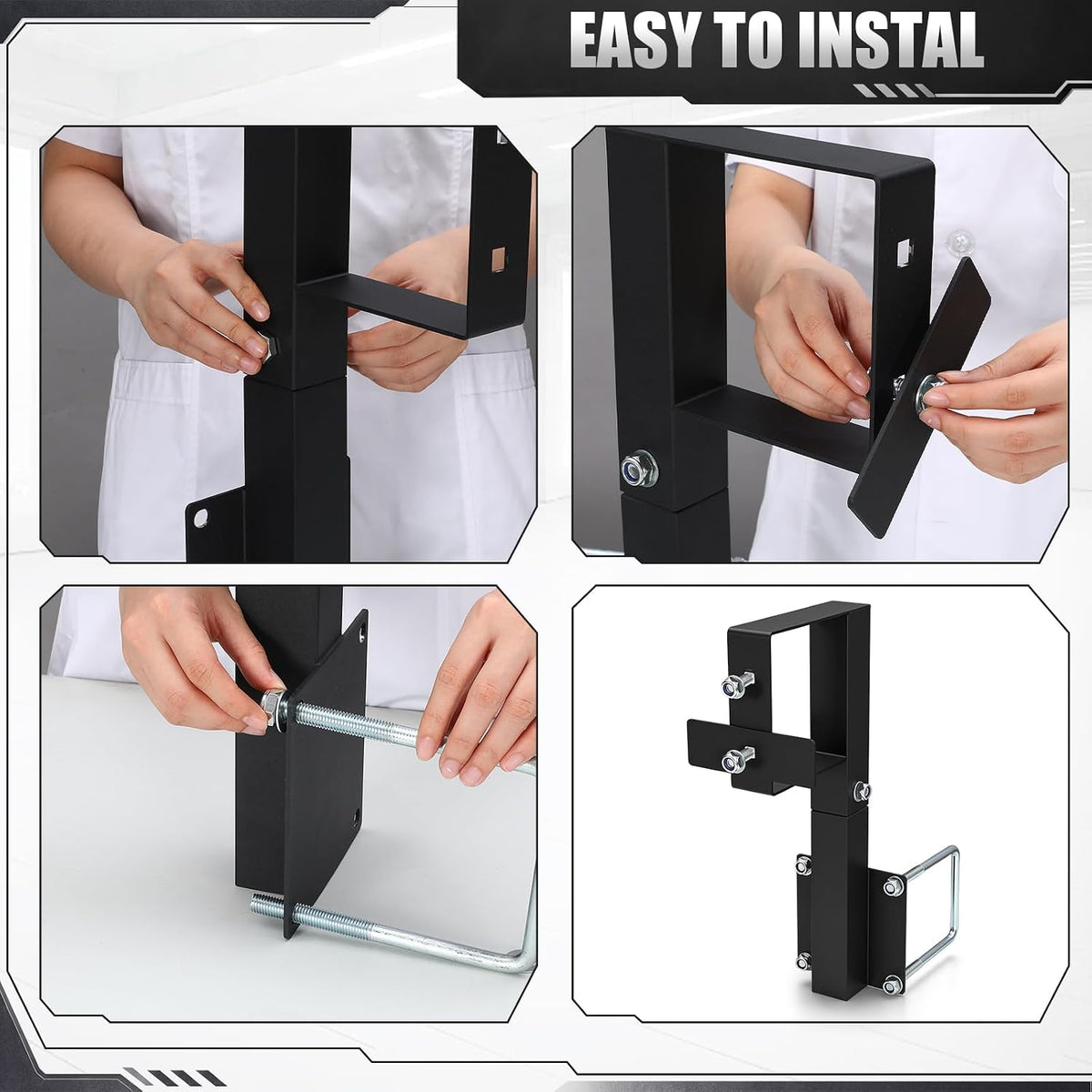 Spare Tire Carrier for 4 Inch Square Bumper Heavy Duty Tire Mount