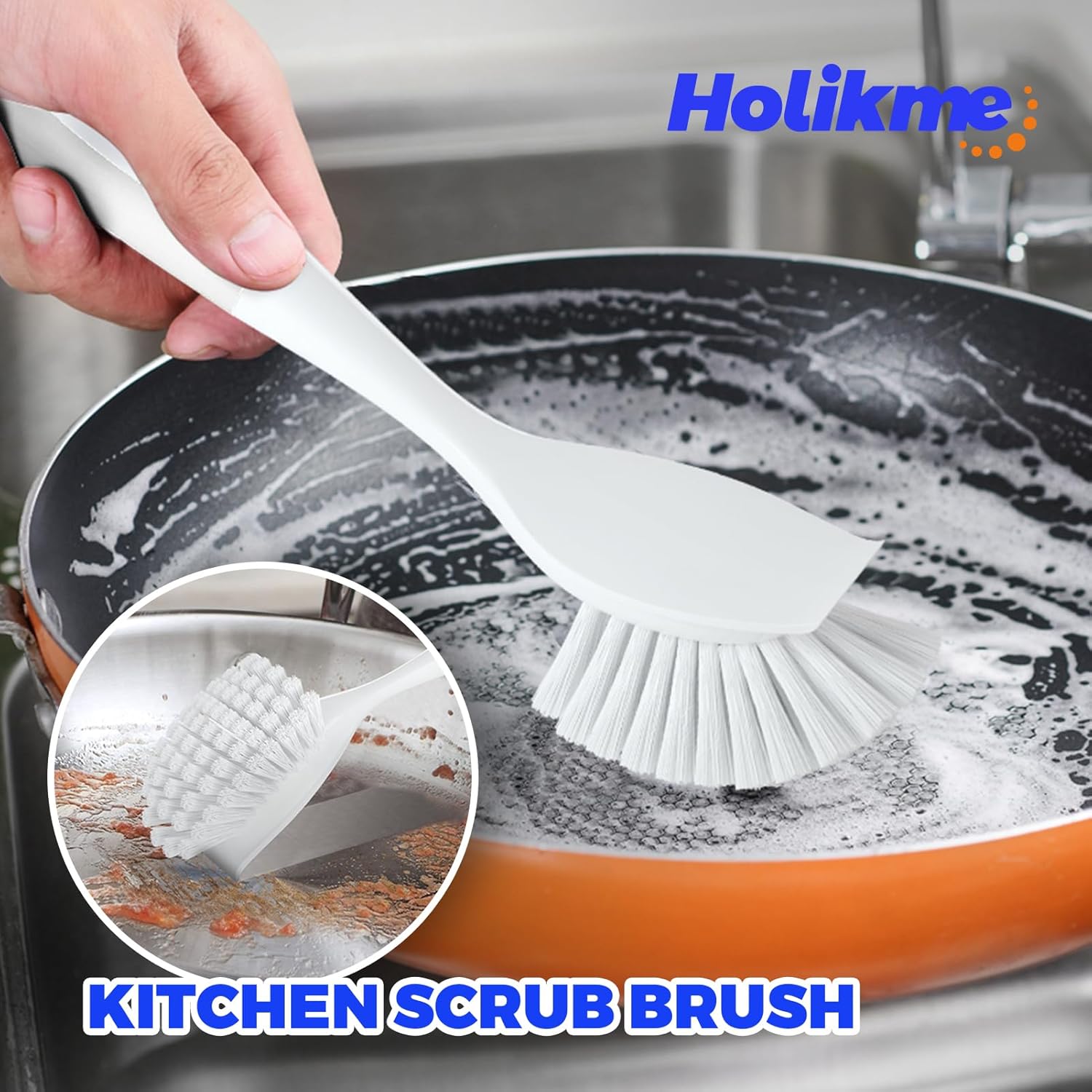 Dish Brush Cleaning Brush Set for Cleaning Groove Gap,White | Dish Brush Set Cleaning Brush Set, Scouring Pad for