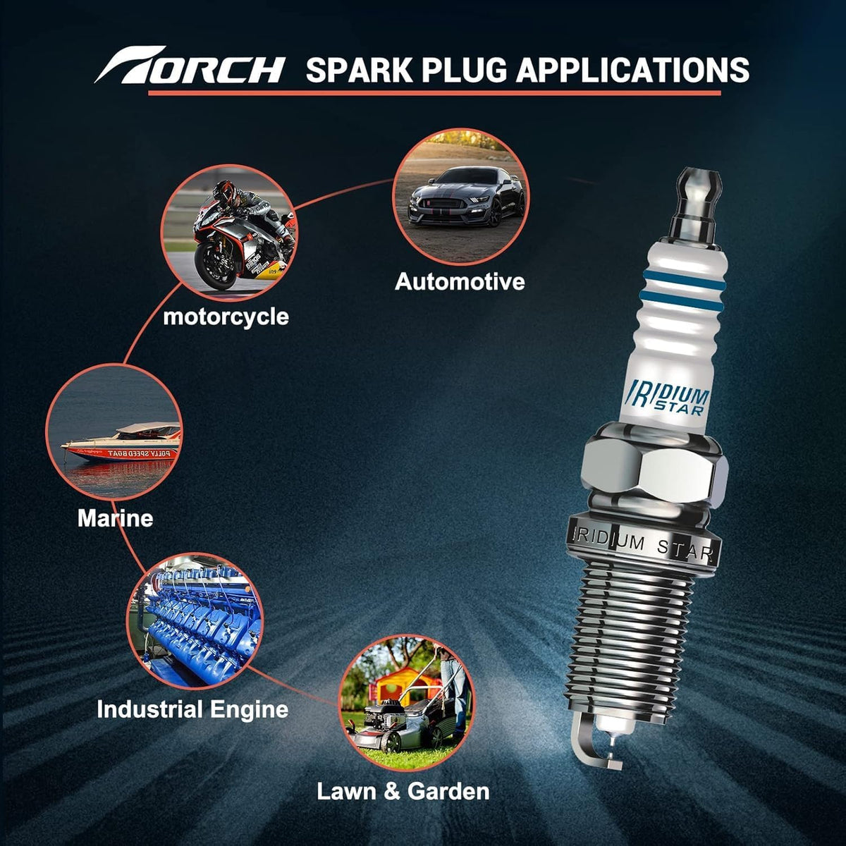 TORCH E6RTC Spark Plug for NGK BPR6HS,Bosch WR7BC,Champion RL82YC