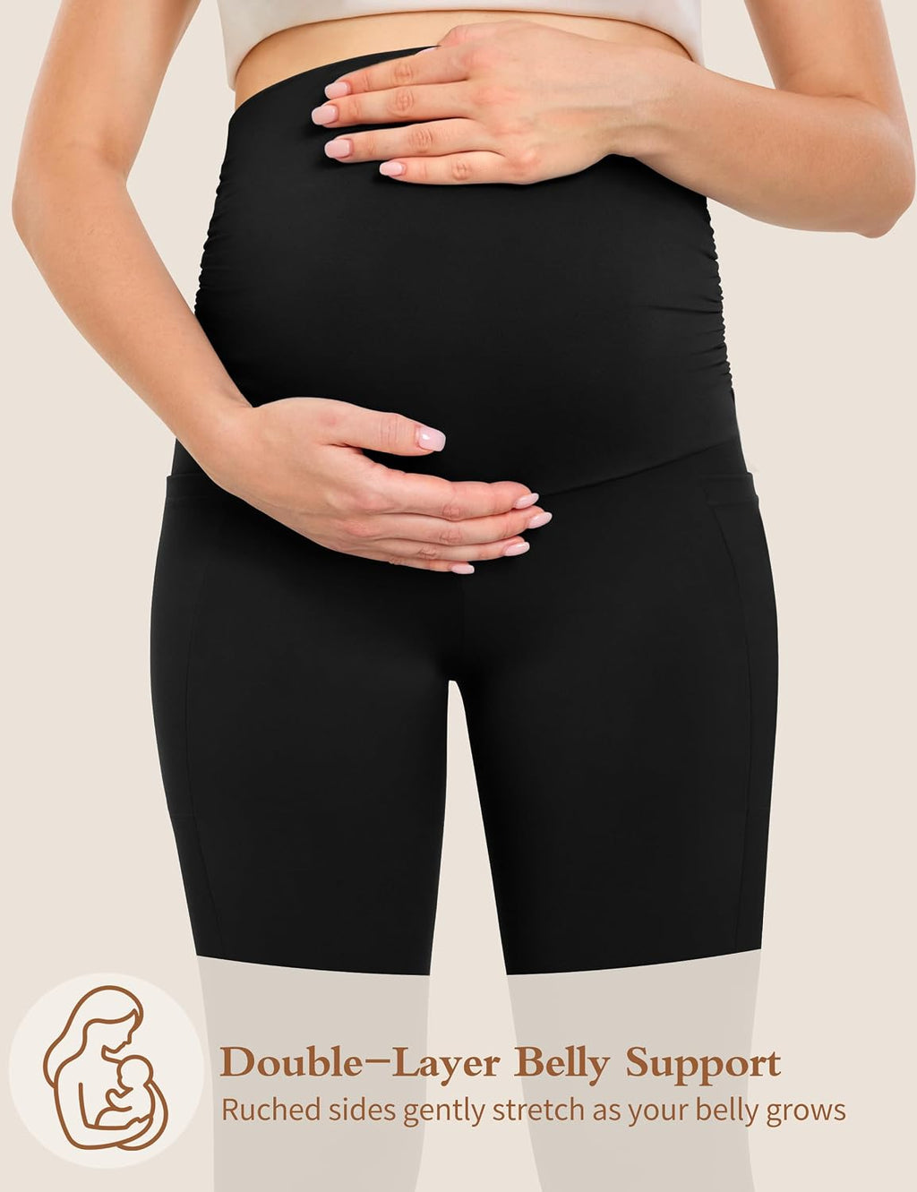 Creamlush Maternity Flare Leggings with Pockets Over Belly S-2XL