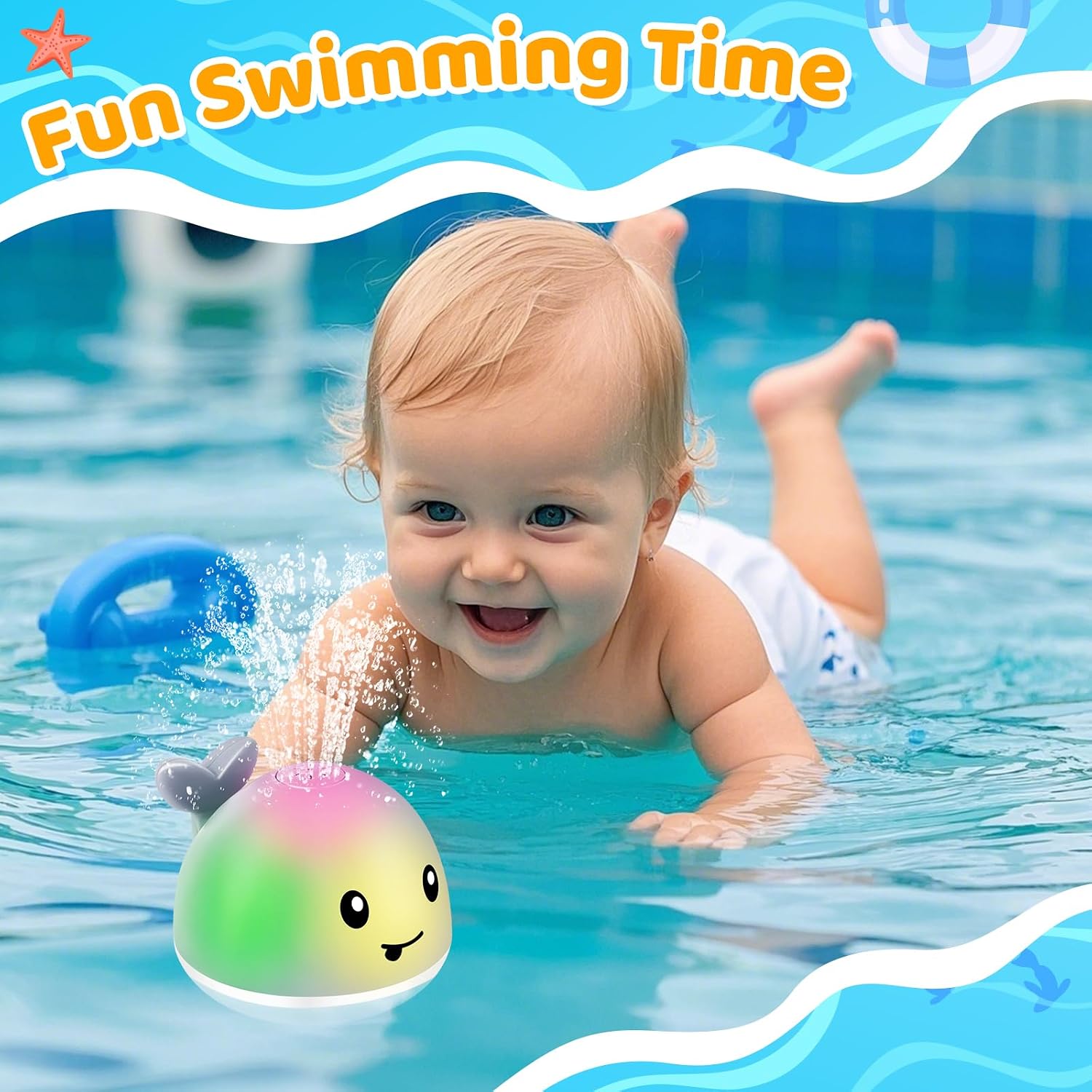 Whale Bath Toy Sprinkler, Light Up Baby Bath Toys for Kids | Buthtub Toys Sprayer for Babies 6-12 Months Infant