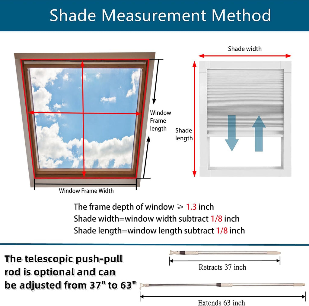 Skylight Shades Blinds SkylightS Cover Blackout Cellular Shades Cordless Skylight Shades for Ceiling Room Darkening