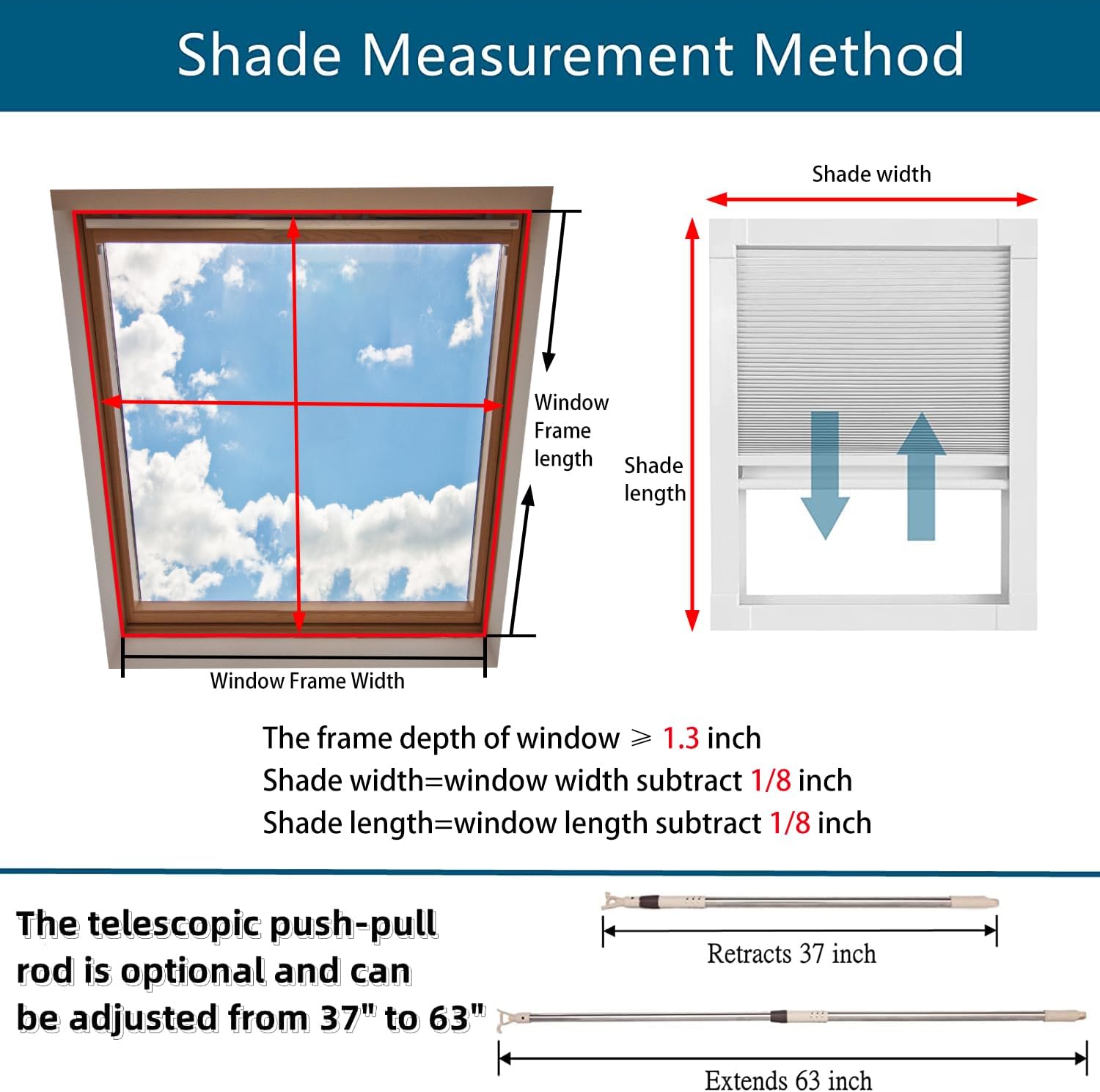 Skylight Shades Blinds SkylightS Cover Blackout Cellular Shades Cordless Skylight Shades for Ceiling Room Darkening