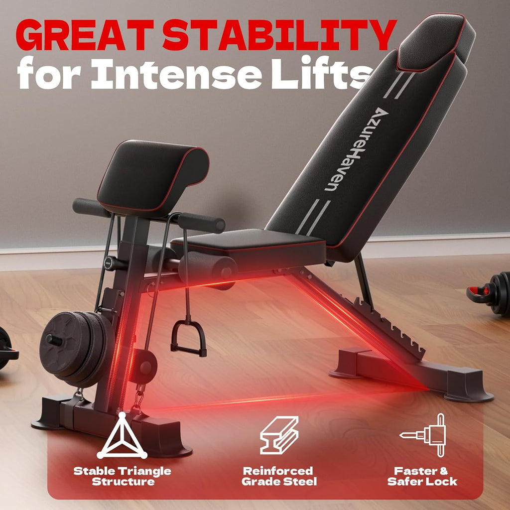 Adjustable Weight Bench, Foldable Incline Decline Flat Workout Bench for Home Gym Full Body Dumbbell Exercise, 660LBS
