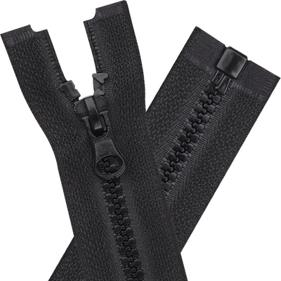 Separating Zippers for Sewing, DOITEM 55cm / 22 Inch Black Zipper Jacket Coats Plastic Zipper for Sewing and