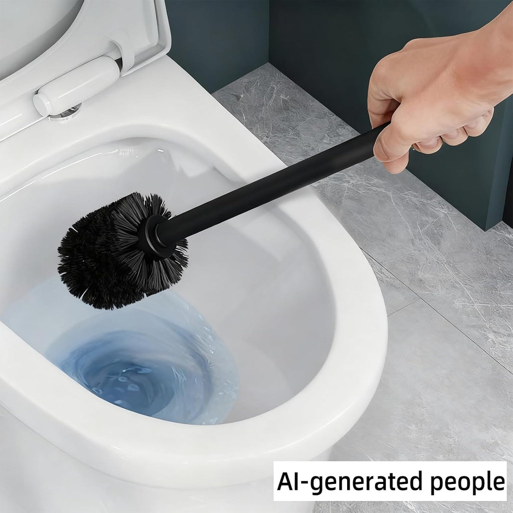 Toilet Brush and Holder Set, 2 PCS,Simple Sandstone Look,Beige | Decorative Toilet Bowl Brush and Holder