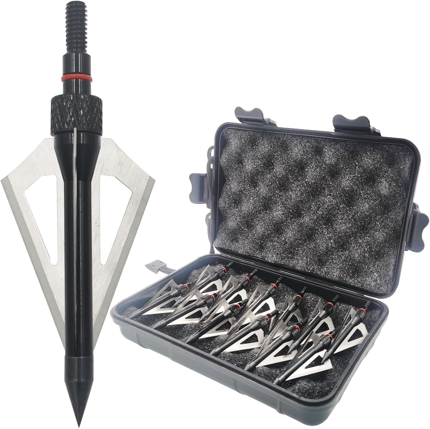 Hunting Broadheads 12PK 100 Grains Screw-in Arrow Archery 3 Blades Hunting Heads Arrow Tips Compatible with Crossbow