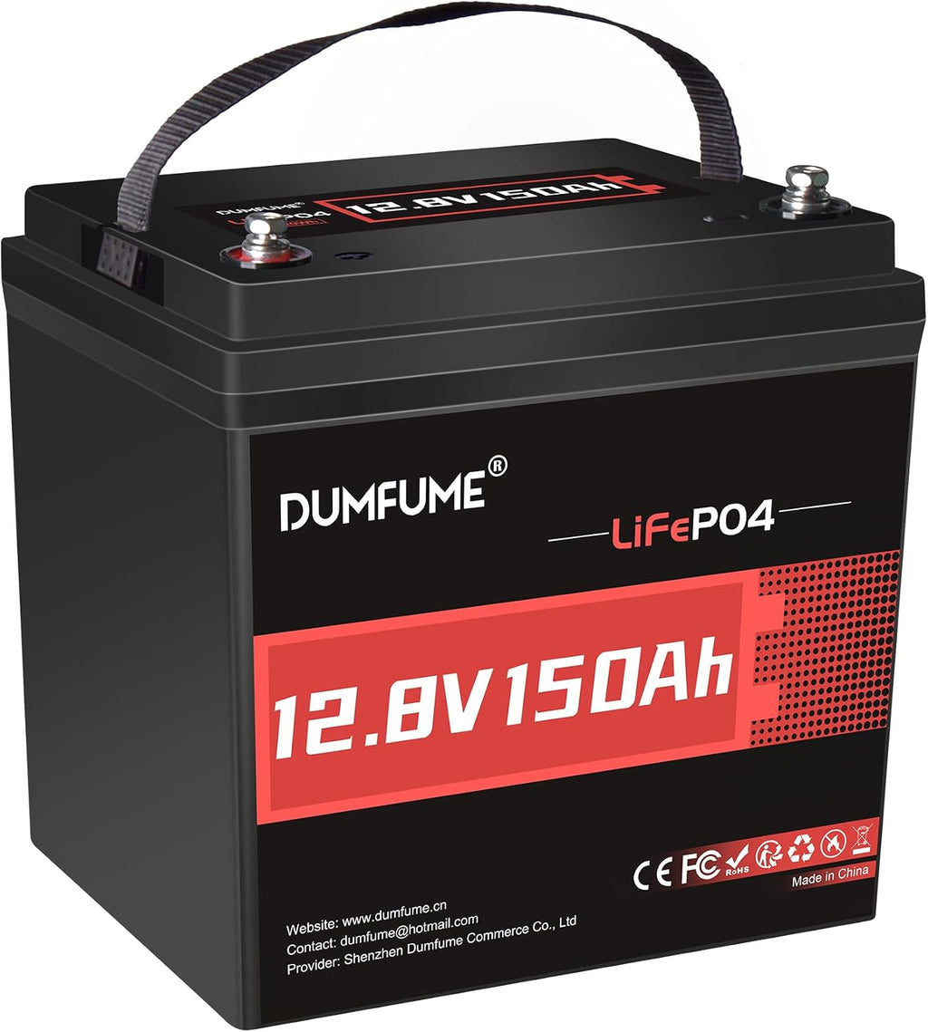 12V 150Ah Max LiFePO4 Battery, IP65 Waterproof 100A BMS | 15000+ Deep Cycle Rechargeable Lithium Iron Phosphate