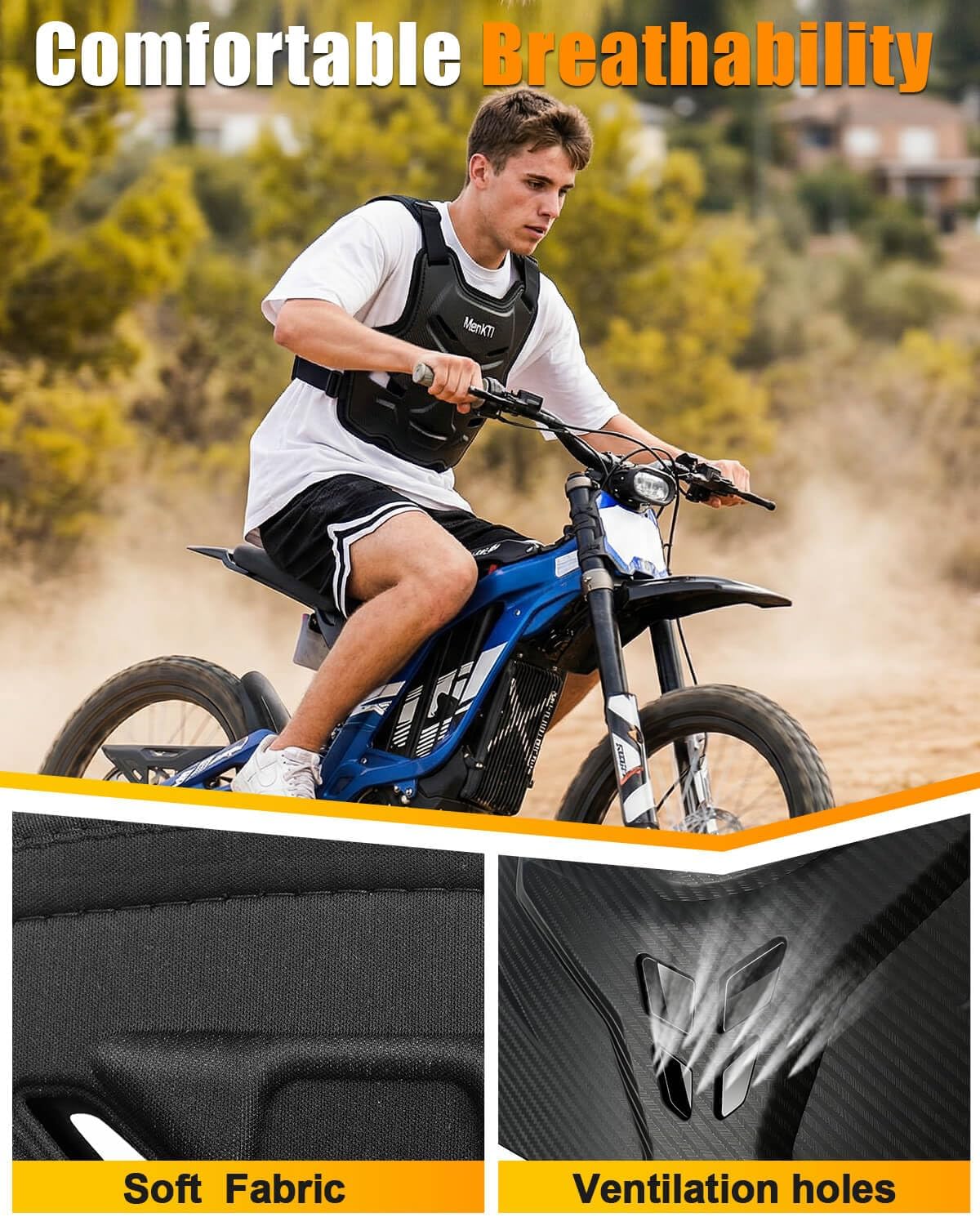 Adults Protective Armor Vest for Motocross Cycling，Dirt Bike Gear for Man, Back Chest Protector for ATV MTB