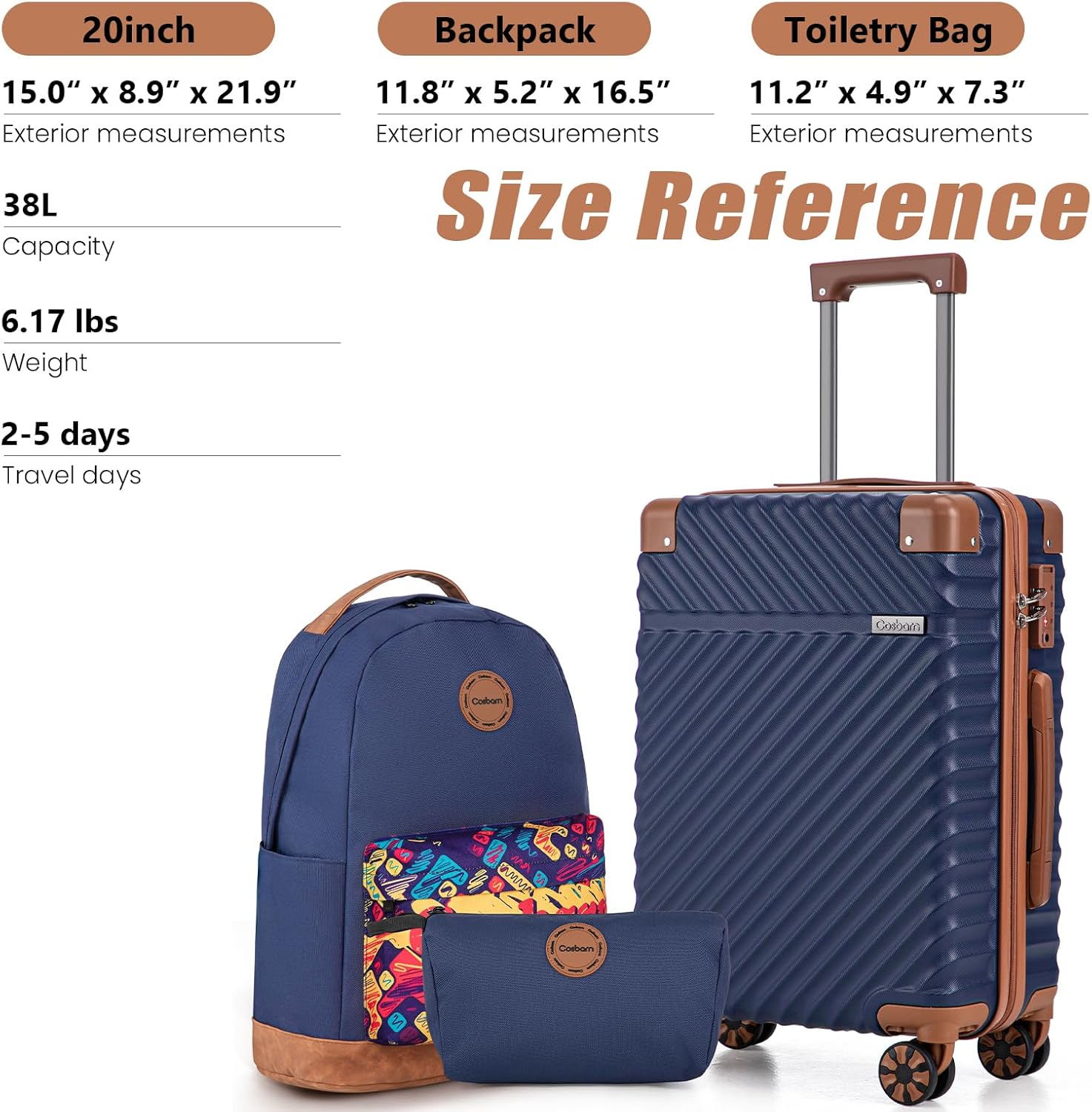 Carry On Luggage 22x14x9 Airline Approved, Hardside 20 Inch Carry on Suitcases with Wheels, Hard Shell ABS